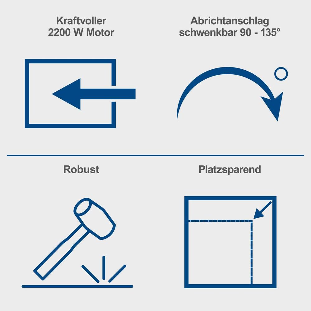 Das Bild zeigt die Keyfcats der Scheppach Abricht- und Dickenhobelmaschine.