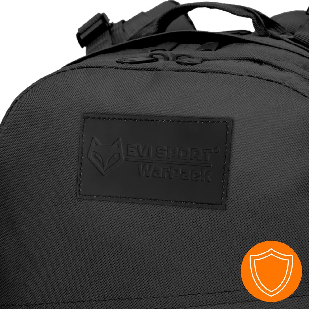 Taktischer Militär Rucksack 20-40L, Outdoor Trekkingrucksack Schwarz, Kompakt & Robust für Wandern, ASG & Sport, EVI SPORT Warpack Black