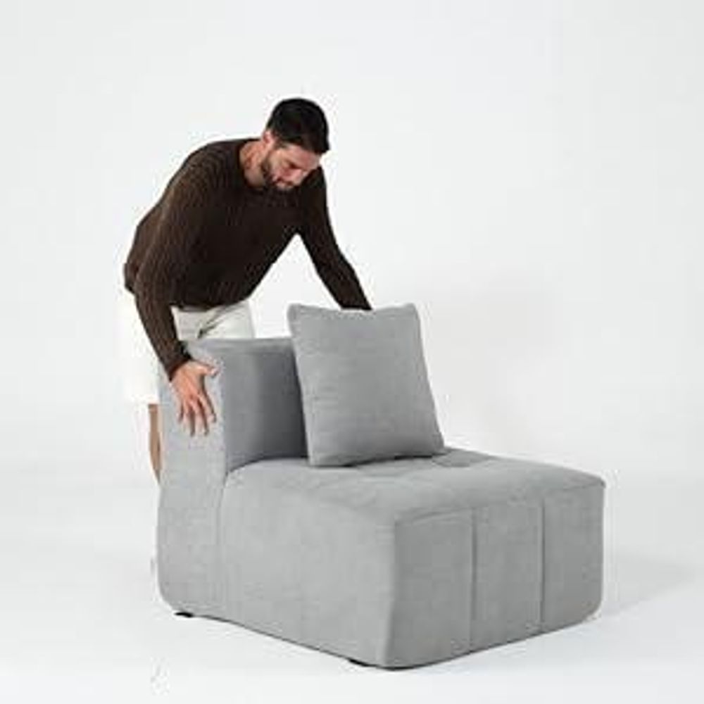 MILYSOFA SOFAMOUS 4-Sitzer-Modul-Ecksofa mit Chaiselongue, sandbeiger Chenille-Stoff