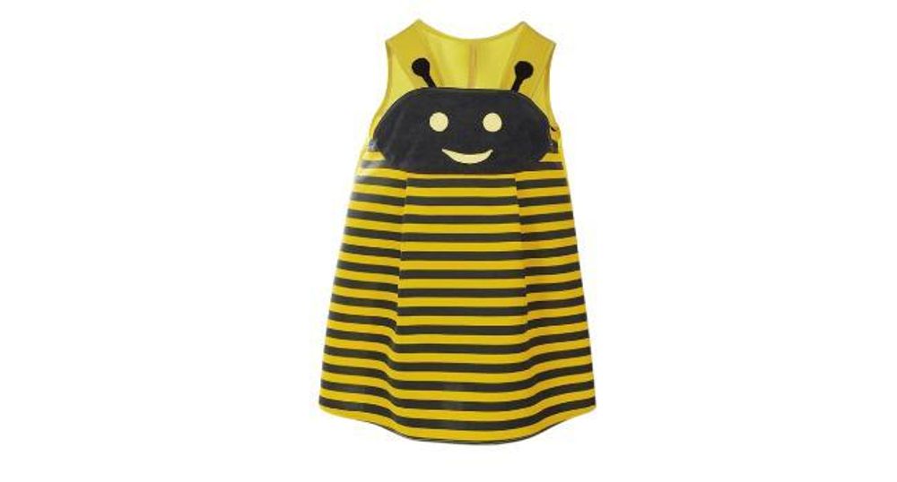 Bienenkostüm für Kinder – Gelb-Schwarzes Kleid mit einfachem Klettverschluss (104)