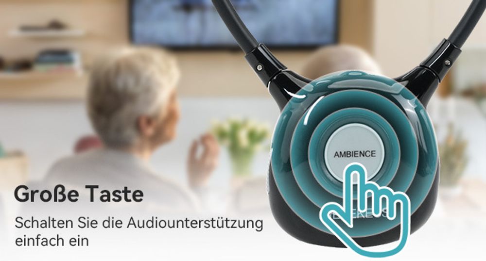 Retekess TA008 Kabellose Kopfhörer für Fernseher, Kopfhörer Tv, 2.4G Low Latancy, Ein Schlüssel-Hörverstärker, Einstellbare Dämpfung, Duale Batterie -