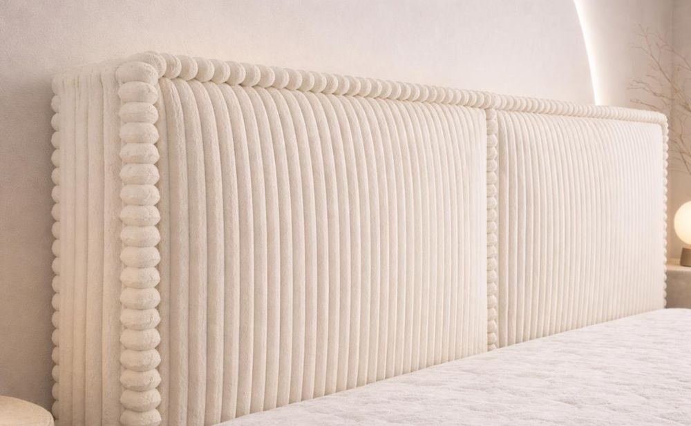 MOEBLO Boxspringbett Bett 04 – Boxspringbett aus Cord, Polsterbett Kontinentalbett Doppelbett mit Bonell-Matratze, Topper und Bettkasten (gepolstertes Kopfteil, Boxspring) - 160 x 200 - Ambience 02 Creme