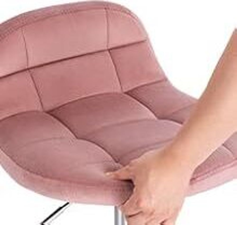 WOLTU Bürohocker mit Rollen, mit niedriger Rückenlehne, höhenverstellbar, Samt : Rosa Farbe: Rosa