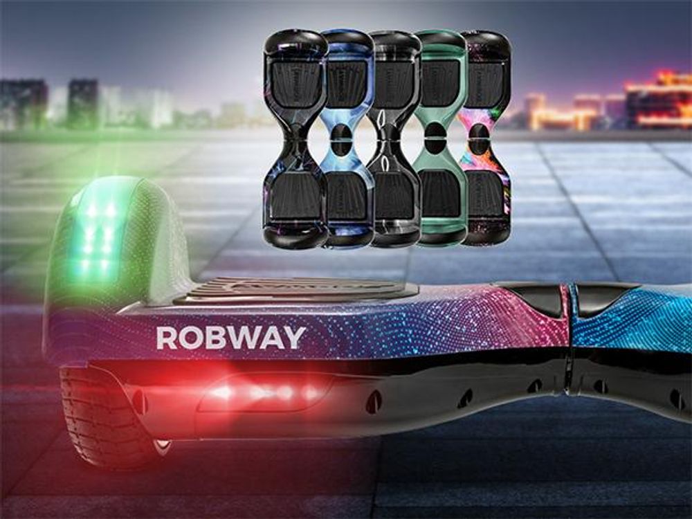 ROBWAY W1 Hoverboard | Elektroroller 700 Watt - 6,5 Zoll - 15 km/h - Bluetooth - LEDs - Soundeffekt - Smart Elektro Scooter - Jugendliche & Erwachsene