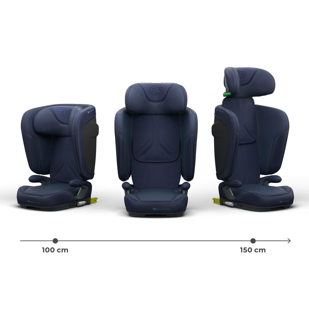 Kinderkraft UNITY 2 Kindersitz 100–150 cm, 15–36 kg, klappbar, ISOFIX, SPS+ & H-GUARD, Schlafposition, AIR FLOW, ergonomische Armlehnen, navy blau