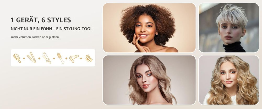 MCURO Warmluftbürste 7-in-1 Multihaarstyler 110000 U/Min,Lockenstab Auto-Wrap Ionen Föhn Airstyler,Hairstyler,Haartrockner,Lockenstab & Glätteisen,mit Reisebox
