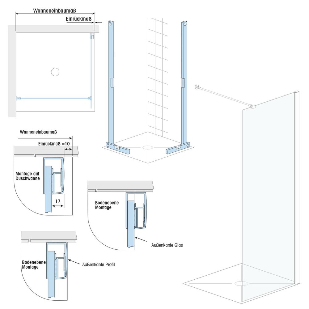 Montage der Walk-in Dusche