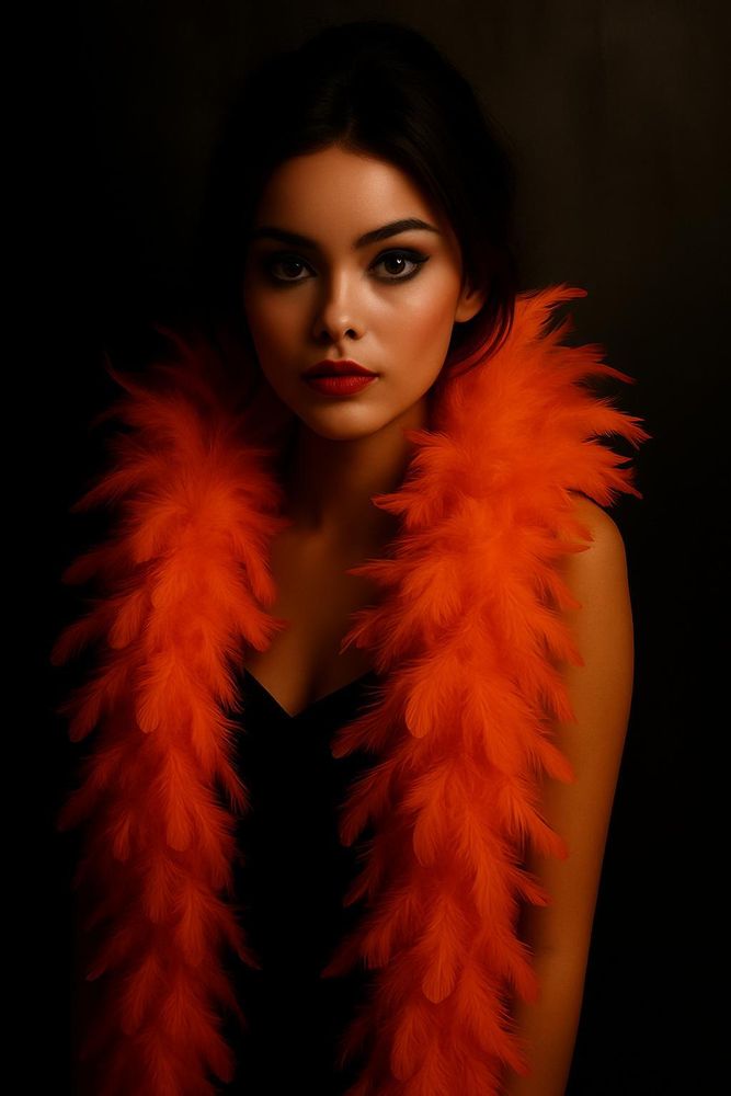 Federboa einfarbig, Länge ca. 1,80m, Federstola Federschal Kostüm Karneval 20er Jahre Charleston Burlesque kuschelig (orange)