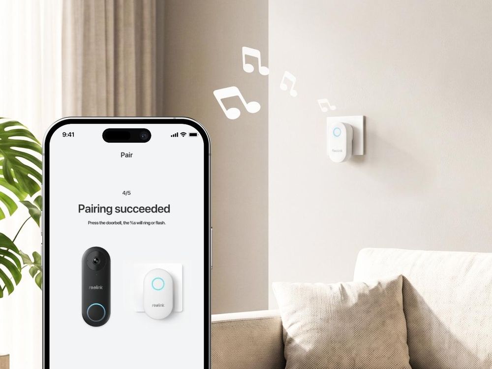 Reolink Chime Plus, Plug-in-Sirene für Reolink Video-Türklingel, Remote-Bedienung per App, einstellbare Lautstärke, Licht & 10+ Klingeltöne