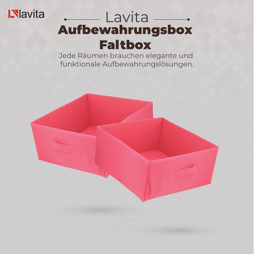 Lavita Storage Box | faltbare Aufbewahrung Boxen 31 x 31 x 15 cm | Schubladen-Organizer Box| Ordnungssysteme für Kleidung | Kleideraufbewahrung & Organisation | dunkelpink | 1 stück