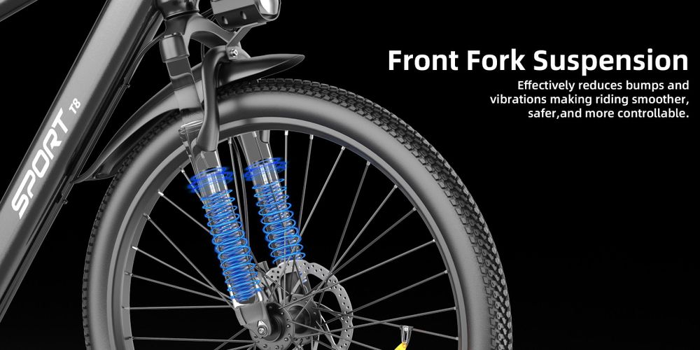 PiXELPiLOT 26 Zoll E Bike, T8 Trekking E-Bikes 48V 8Ah Akku, 25km/h, 7-Gang, Scheibenbremsen, Federgabel
