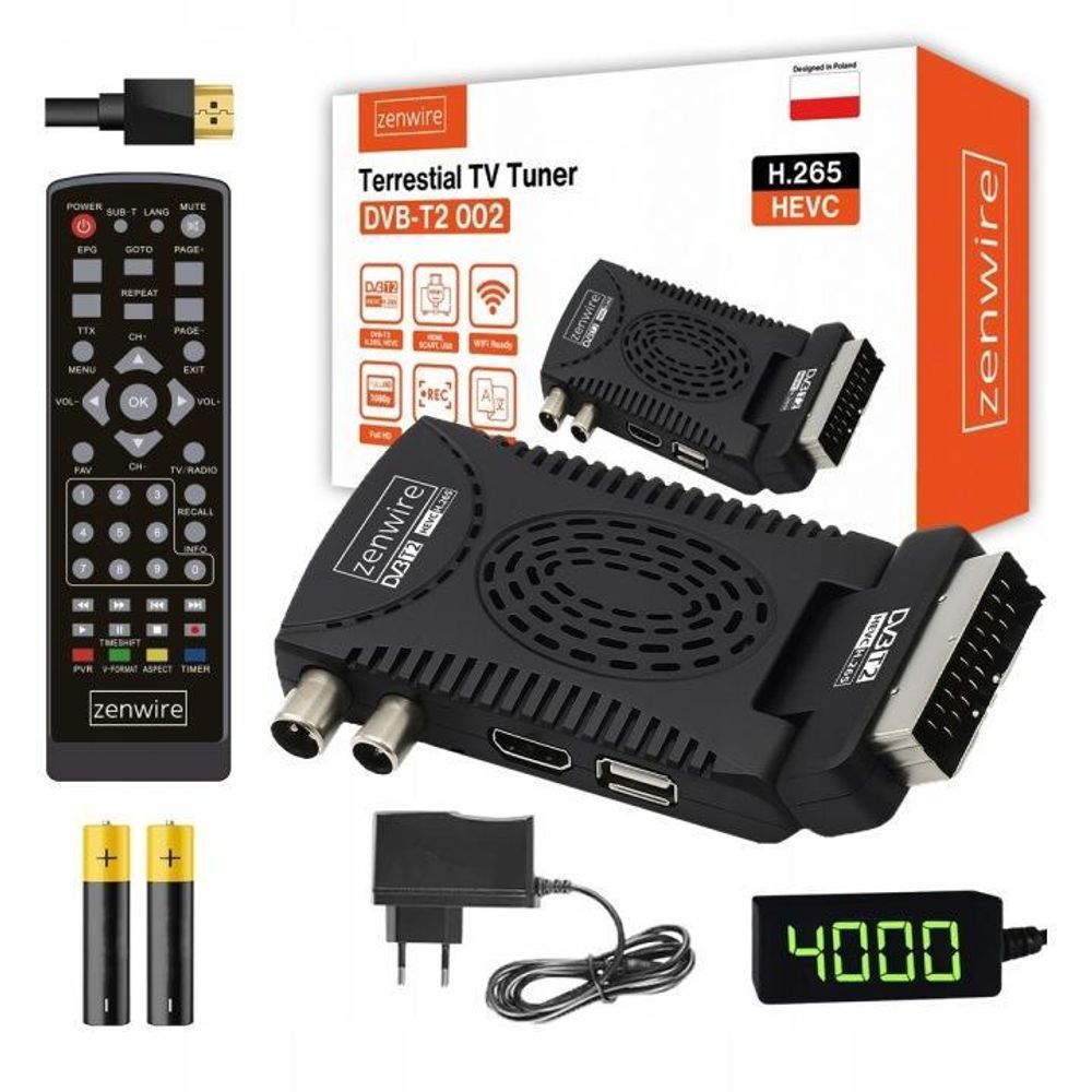 Sintonizzatore - Decoder satellitare - DVB-T2 HEVC H.265 WiFi - per televisione terrestre - Stick