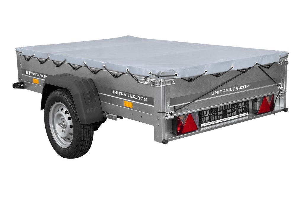 PKW-Anhänger auf Federn 200x125 UNITRAILER GARDEN 201/R KIPP mit H-0 Rahmen und grauer Plane