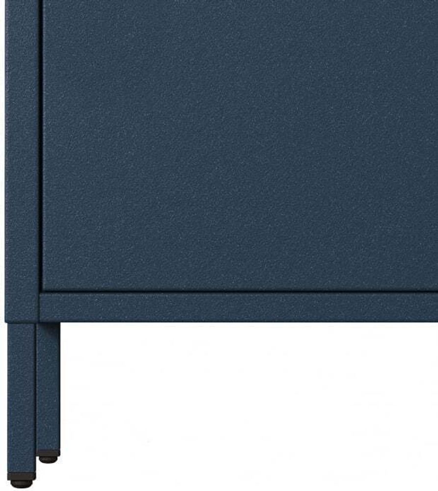 Jan Nowak Kommode mit Doppeltür VITO kleiner Schrank Magnetverschluss verstellbare Einlegeböden Metall Wohnzimmer Flur 80 x 101,5 x 40 cm, Dunkelblau