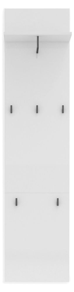 möbelando Wandgarderobe Glossy – Garderobenpaneel mit 5 Haken und Ablageboden