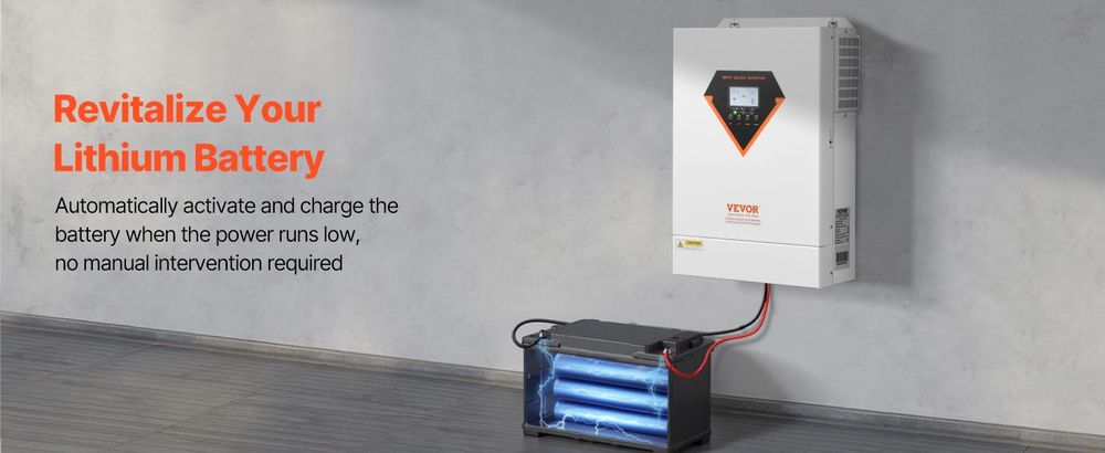 VEVOR Hybrid-Solarwechselrichter, 6000W, All-in-One reiner Sinuswellenwechselrichter-Ladegerät, 48V DC zu einphasigem 220/230V AC, mit 120A MPPT-Solarkontroller, für netzunabhängige Systeme mit Blei-Säure- und Lithiumbatterien, 6000W mit WiFi-Modul