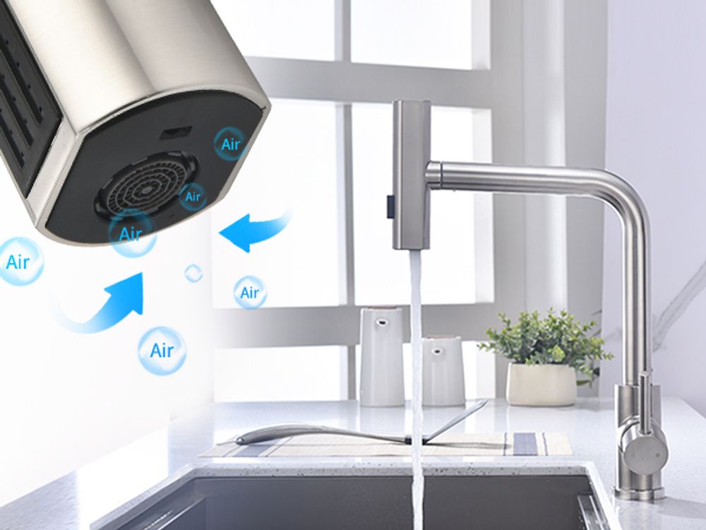 Homelody Küchenarmatur Edelstahl – 360° Schwenkbare Ausziehbare Spültischarmatur mit 3-Funktion-Brause, Wasserhahn Küchen für Flexibles Arbeiten