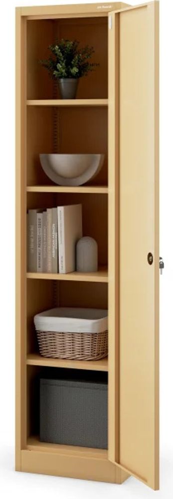 Büroschrank Aktenschrank Metallschrank Lagerschrank 4 Fachböden Flügeltür Pulverbeschichtung Stahlblech 185 cm x 45 cm x 40 cm Farbe: Beige