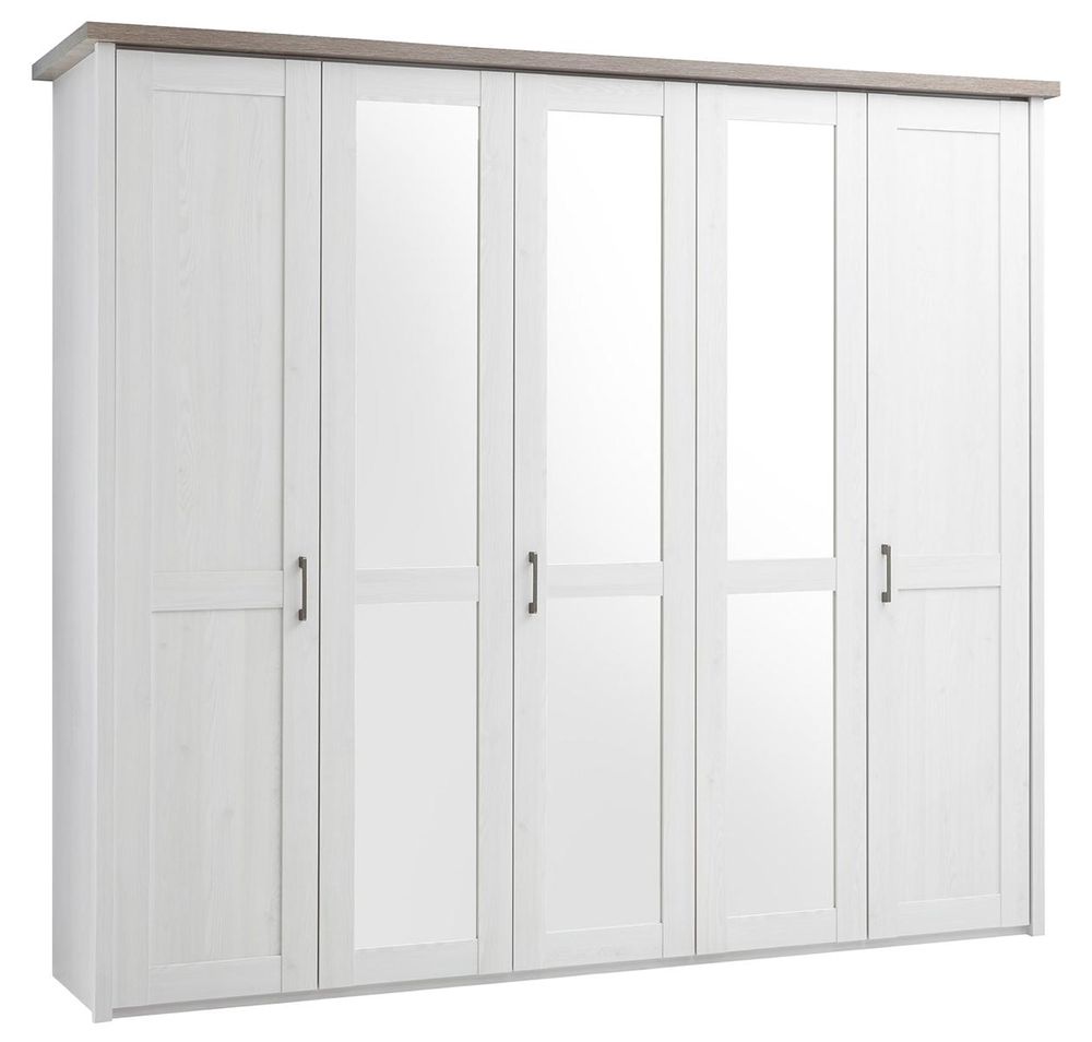 Lebbie I – Schlafzimmer-Set im Landhausstil mit großem Kleiderschrank und Bett mit Stauraum