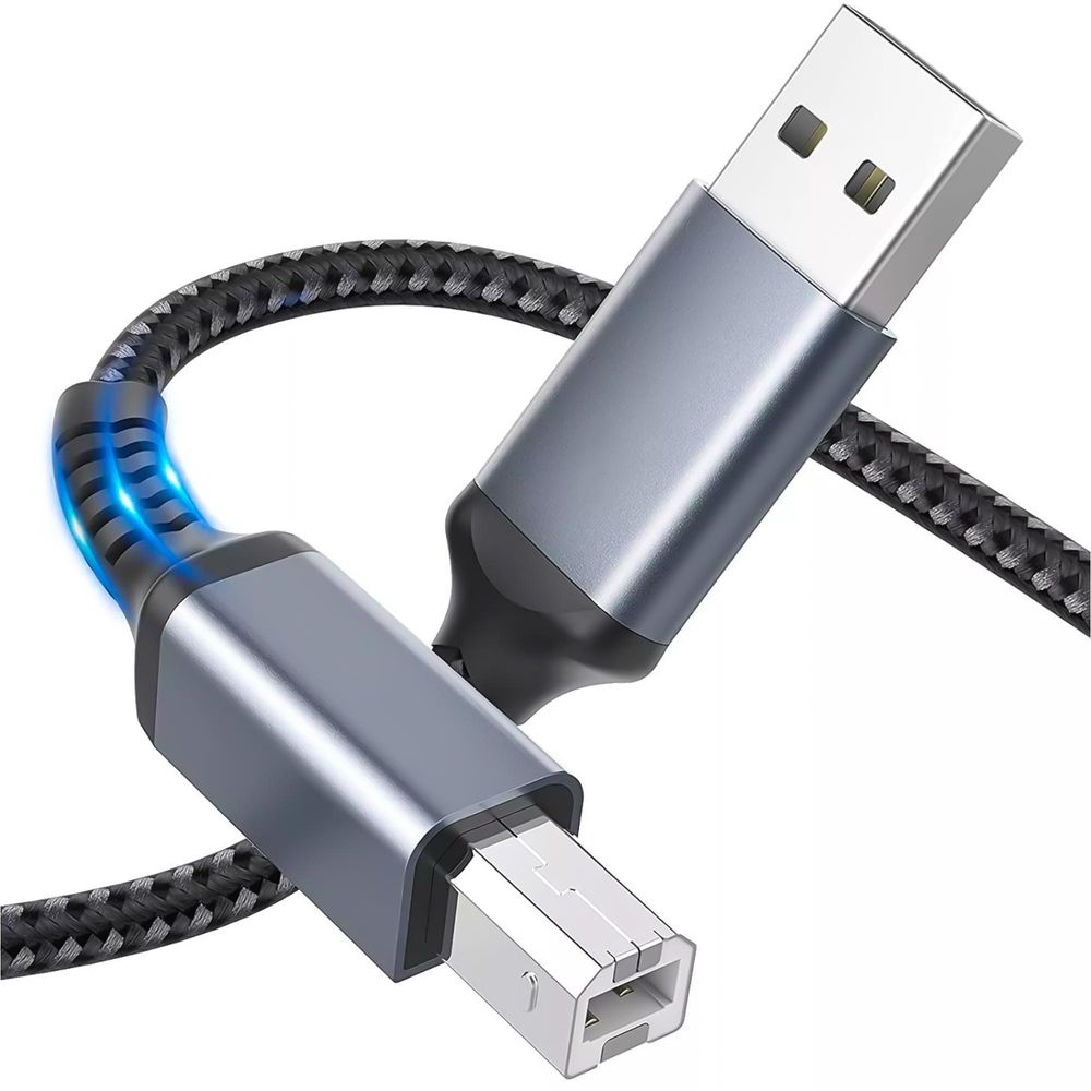 USB A zu B Druckerkabel 1.5 Meter Hochwertiges Datenkabel für Drucker Scanner USB 2.0 Geschwindigkeit Stabiles Nylongeflecht mit Metallsteckern Reagle