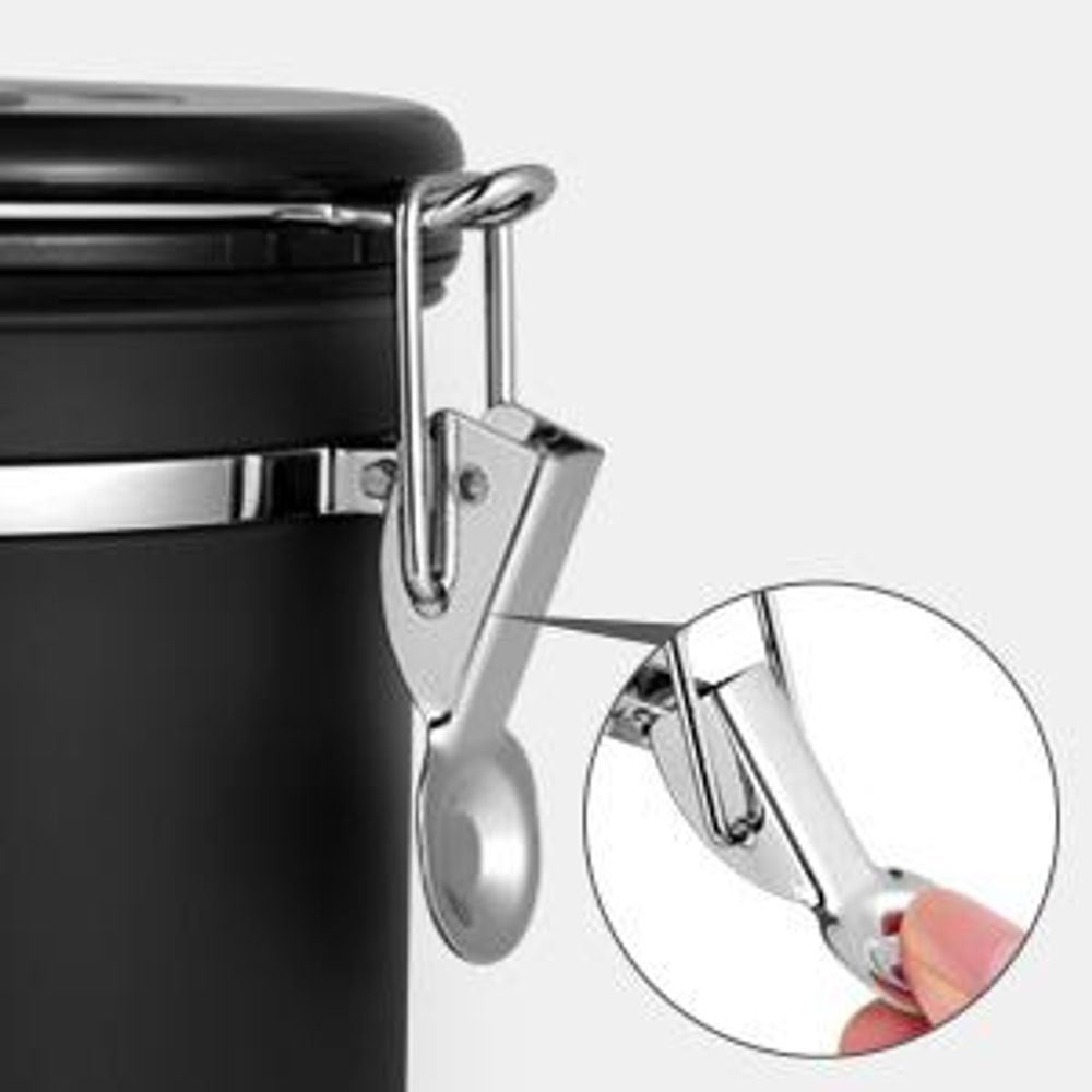 Aromadose, Kaffeedose, 1.8L Vorratsdose, Kaffeebehälter aus 304 Edelstahl mit Löffel, luftdicht, für Kaffeebohnen, Nüsse,etc