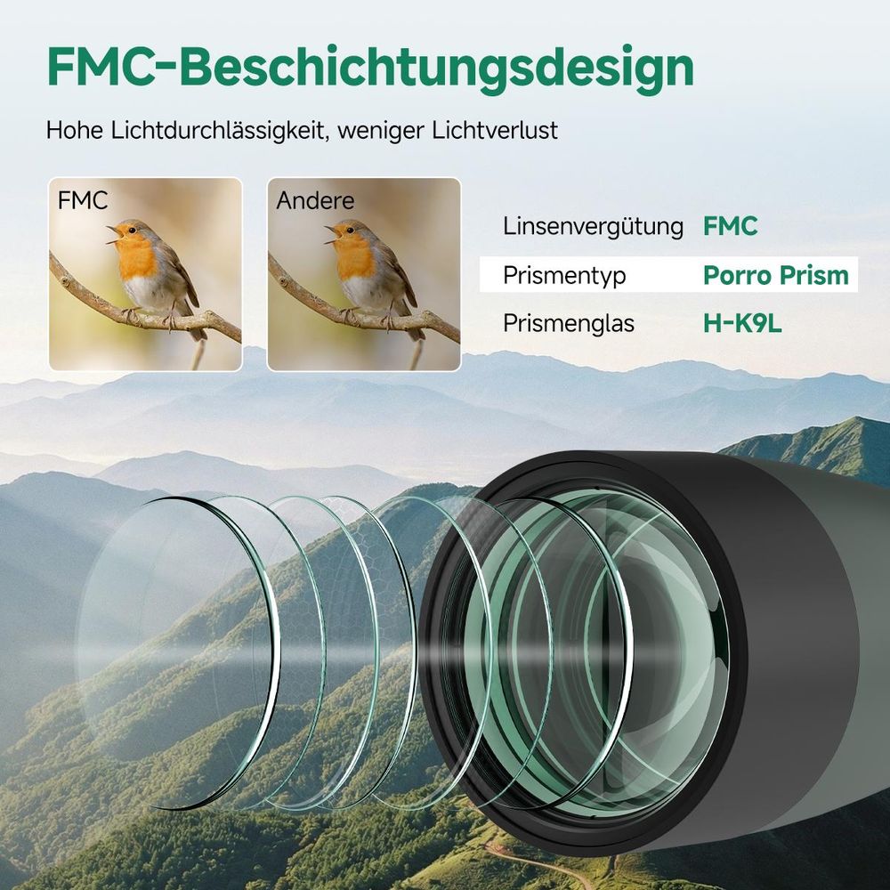 Svbony SV28A Spektiv, 100mm Großer Durchmesser, 25-75X-Monokulare Ferngläser, mit Handyhalterung Tragetasche für Tierbeobachtung, Sportschützen