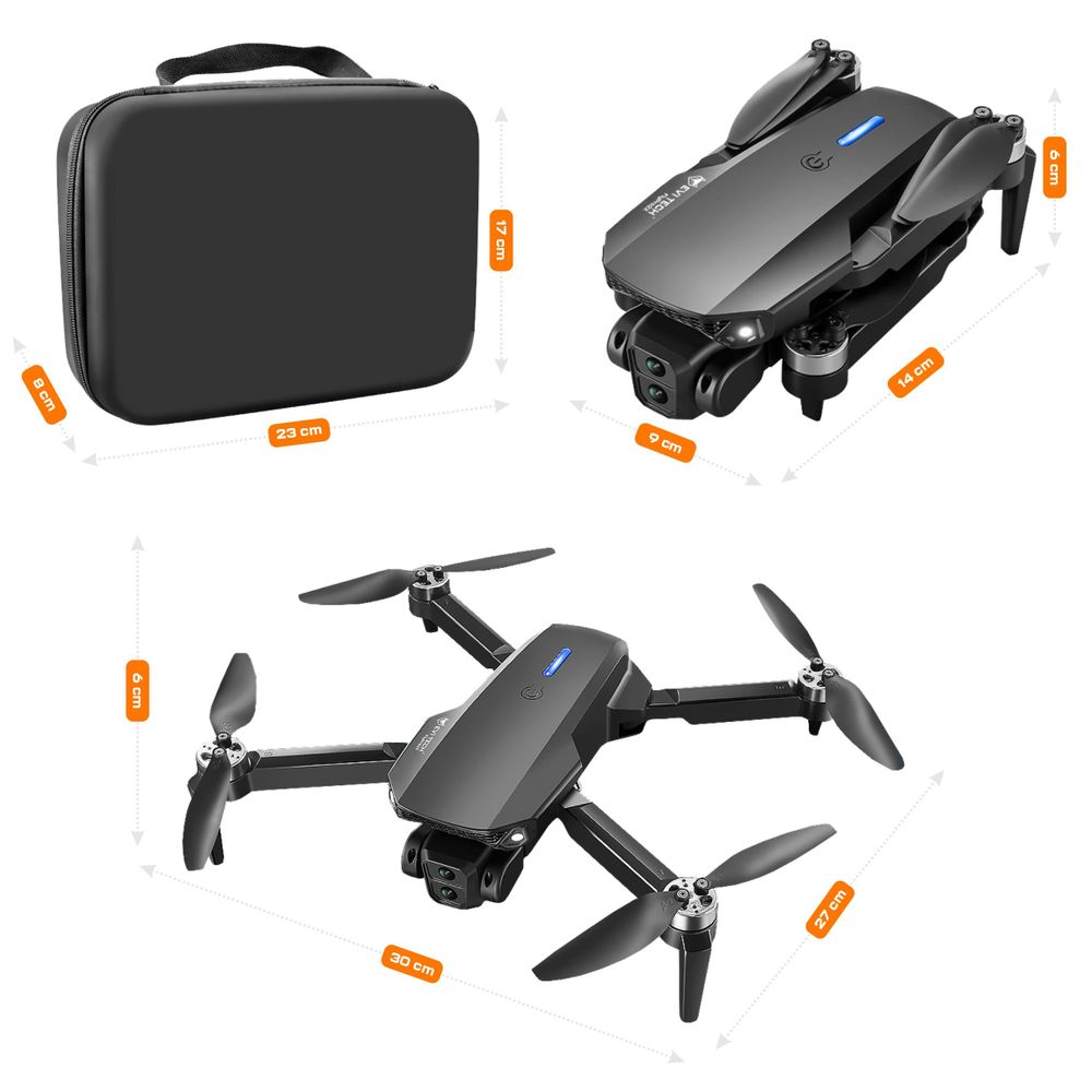 Drohne mit 2 Kameras & Brushless Motor, FlyPro2X Spielzeug Quadcopter für Anfänger, 30 Min Flugzeit (3 Akkus), FPV WiFi & Koffer, EVI TECH Service PL