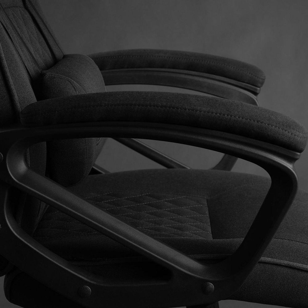 SENSE7 Knight Gaming Krzesło z tkaniny Czarne - Ergonomiczne krzesło biurowe Krzesło biurkowe Krzesło dla graczy Krzesło obrotowe Krzesło dla graczy PC 120 kg Krzesło