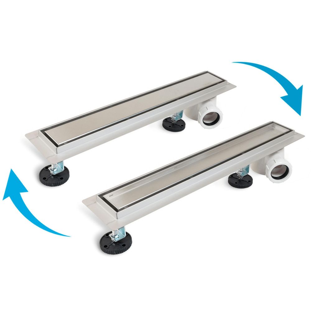 Vergleich zweier Abdeckplatten-Konfigurationen bei einer linearen Duschrinne