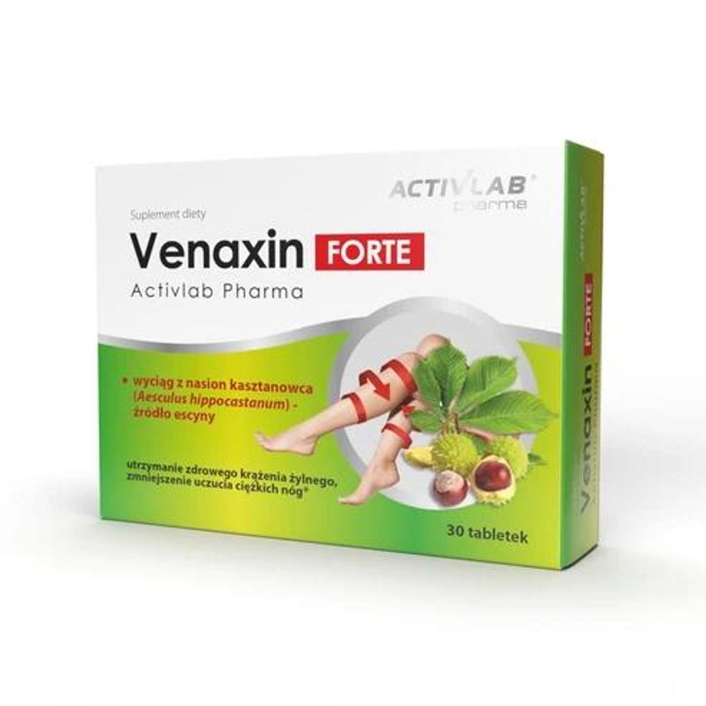 Activlab Pharma Venaxin FORTE 30 Tabletten, Rosskastanienextrakt mit Escin, Rutosid, Venen-Komplex für schwere Beine