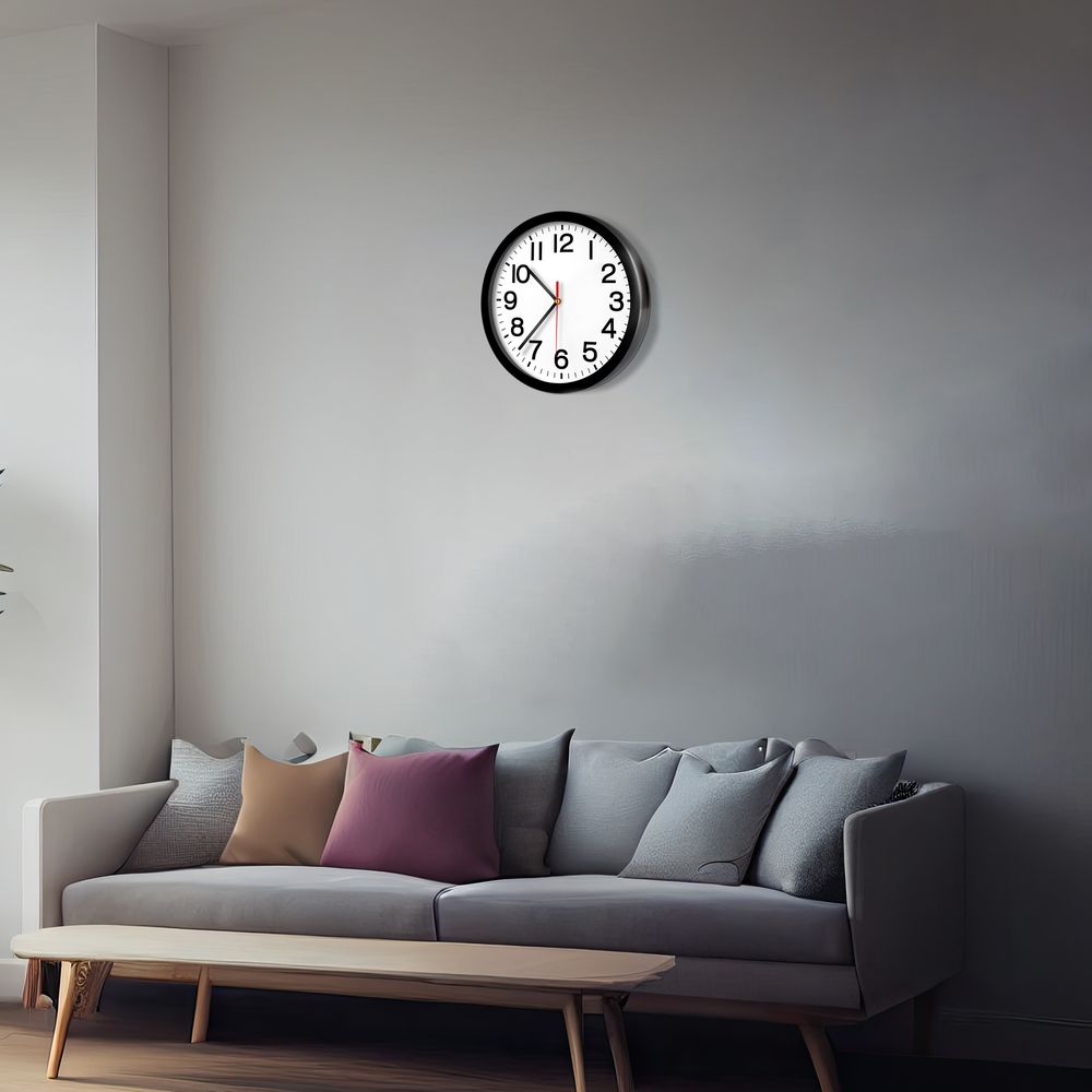 Wanduhr, geräuschlos 200 mm Küchenuhr, Design-Wanduhr, Wohnzimmer, analoge Anzeige, Bürouhr, moderne Wanduhr, japanisches Quarzwerk, Schwarz, Retoo