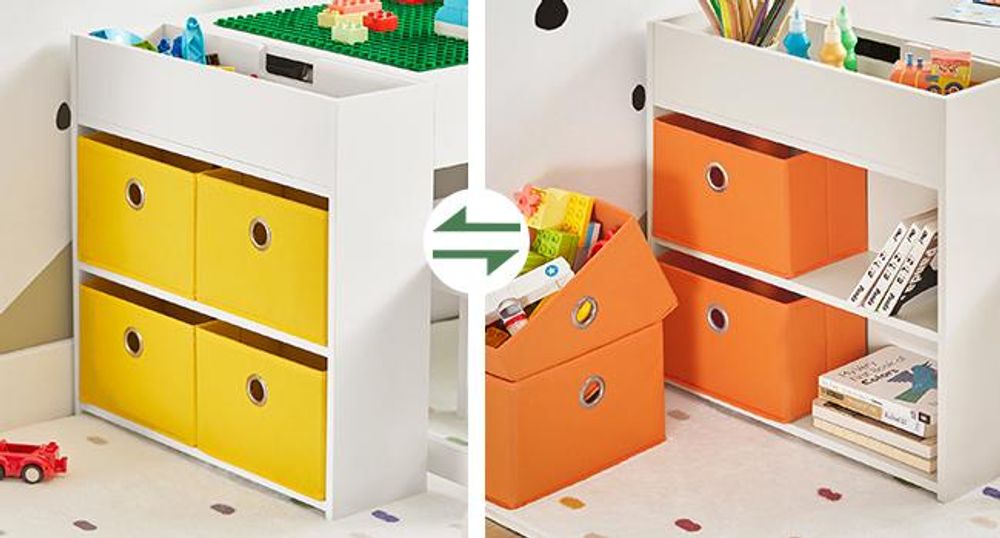 SoBuy Kindertisch mit 2 Stühlen Aufbewahrungsmöbel weiß skandinavisch KMB75-W
