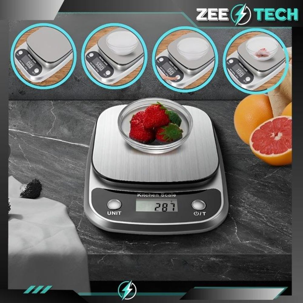 ELEKTRONISCHE PRÄZISIONSKÜCHENWAAGE 1 g | 5 kg TARA SCHMUCKWAAGE + BATTERIEN