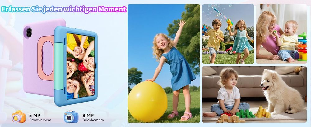 Blackvie Tab 20 Kids 10.1" Lila Tablet, Google Kids Space, 4GB RAM+64GB ROM, Android 15 WiFi Tablet für Kind mit Kindgerechte Hülle und Stift, 6600mAh