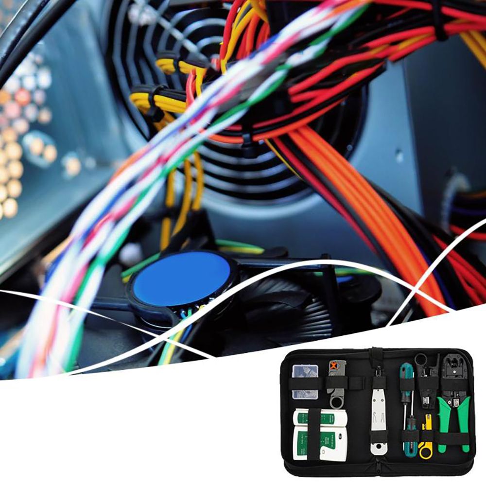 Netzwerk Werkzeug Set Etui LAN Kabel Tester RJ45 RJ1 Kabeltester Kit Auflegewerkzeug Patchkabel Reparaturwerkzeuge Haushalt Computer DSL 9in1 Retoo