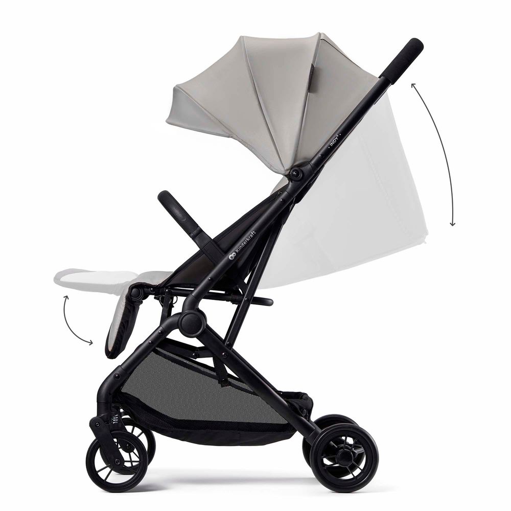 Kinderkraft INDY 3 Buggy - Ab der Geburt bis 15 kg - Leichter und kompakter - Einhändiges Zusammenklappen - Grau