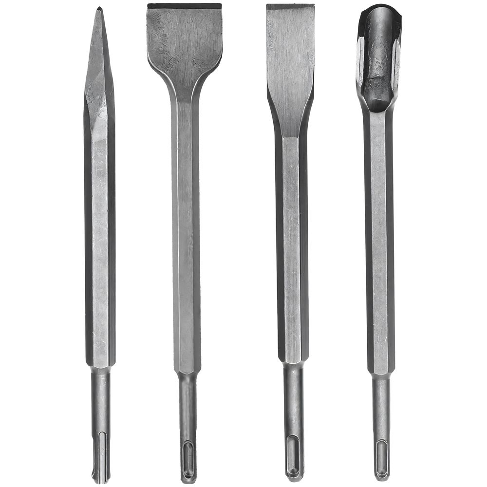 4-tlg. Bohrer- und Meißel-Set aus robustem Metall, Abbruchhammer,  SDS-Plus, inkl. Spitzmeißel, Flachmeißel, Spatmeißel Retoo