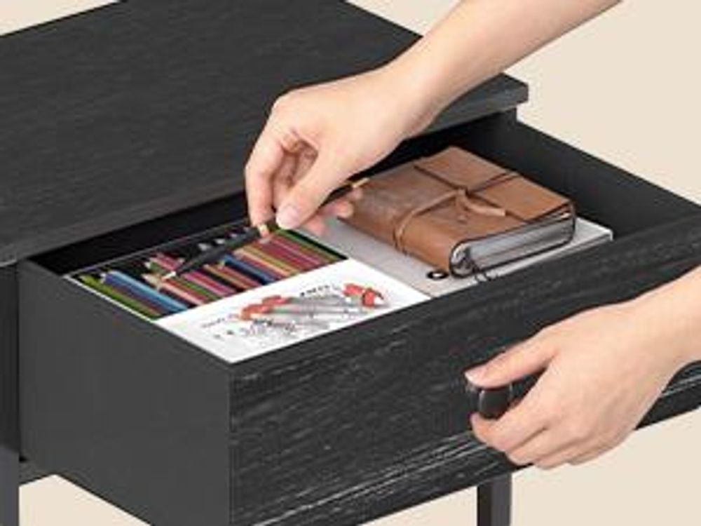 SONGMICS Beistelltisch mit Schublade, Nachtschrank mit Ablage, Nachttisch für Wohnzimmer, Schlafzimmer, Holz, schwarz