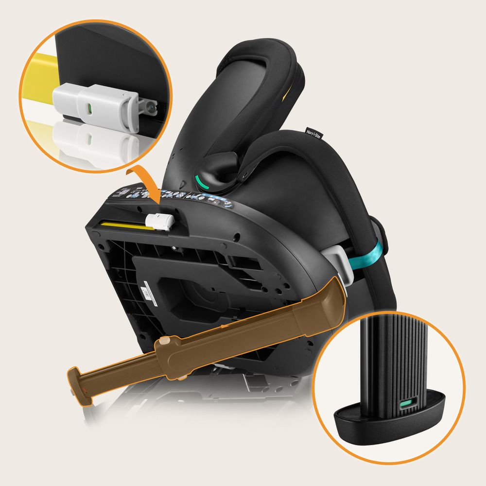 Lionelo Kindersitz Navy i-Size 360° EasyTurn-Drehbasis, 40-150 cm, Montage mit ISOFIX und einem Stützfuß, R129-Norm - Schwarz Turquoise