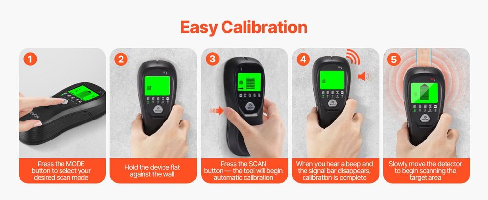 VEVOR Balkenfinder, Wandscanner, 5-in-1, elektronischer Multidetektor mit intell