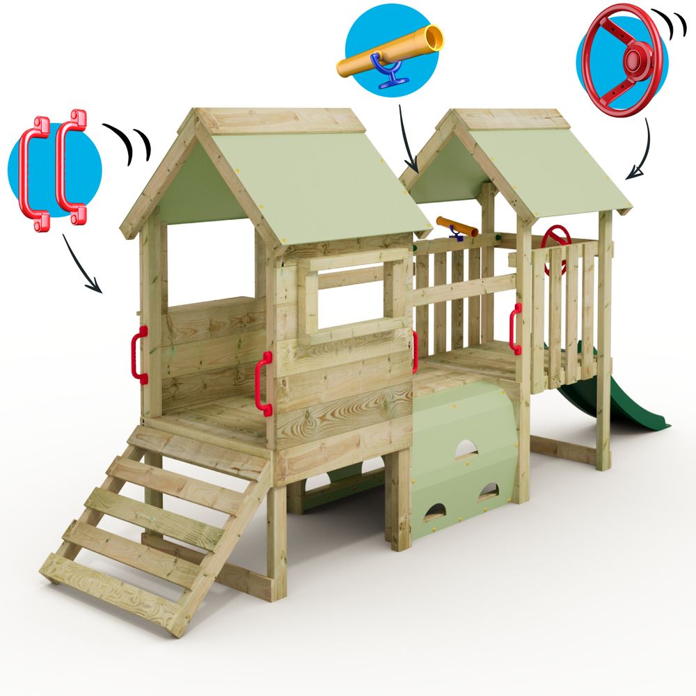 Klettergerüst für Kleinkinder Wickey My First Playground 2 mit Spieltunnel in Grün