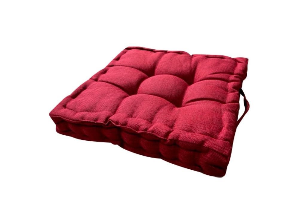4 x RHP Stuhlkissen Sitzkissen mit 100% Polyesterfüllung, 40x40x8 cm, für Innen- und Außenbereich, Modernes Uni-Design mit Tragegriff, Hochwertige Sitzauflagen für Komfort und Stil Rot 4er Pack