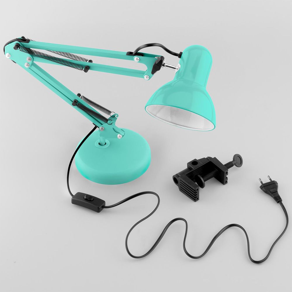 LUMILED Schreibtischlampe klassisch Leselampe Grün Tischleuchte Tischlampe Verstellbarer Arm mit E27 Retro aus Metall Schreibtischleuchte