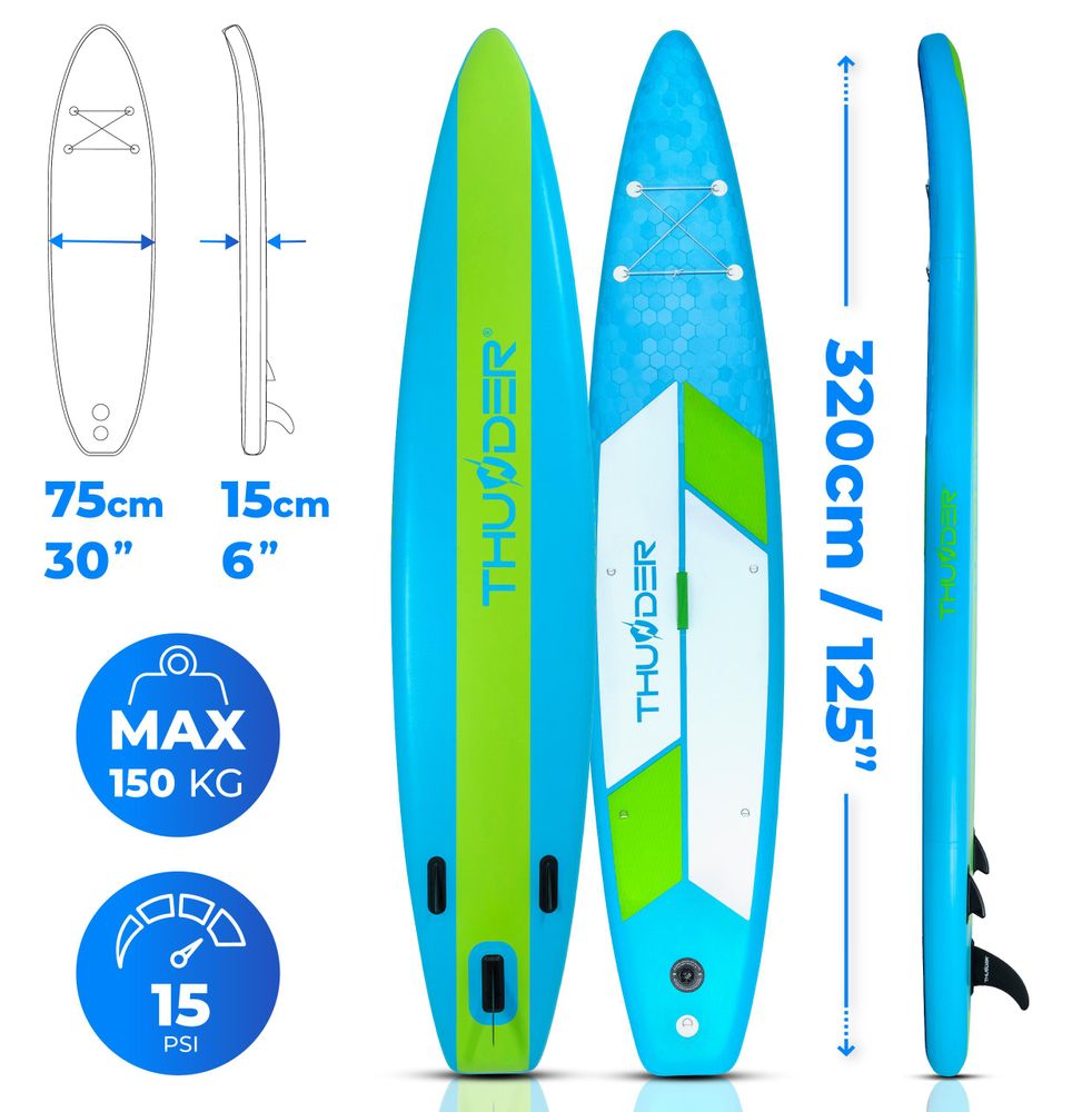 Thunder Itto Touring Stand Up Paddle Board 380 x 75 x 15 cm Bleu 150 kg