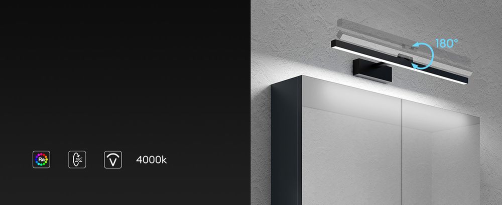 doporro Spiegelschrank Wandschrank in matt Anthrazit 120x70 cm Hängeschrank Aufbewahrungsschrank mit LED Spiegelbeleuchtung 40*2 (Sandschwarz)