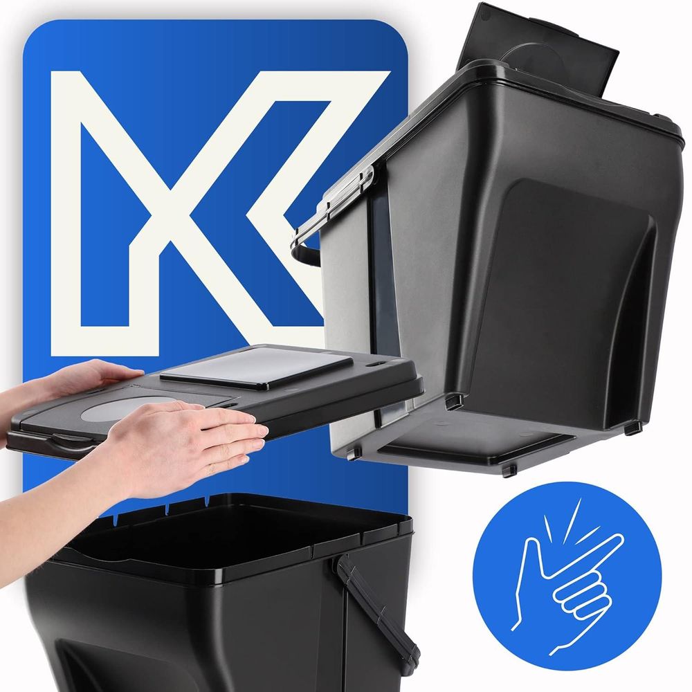 KADAX modularer Mülleimer aus Kunststoff "Arbol", Biomülleimer, Müllsortierer, Schwarz, 25L, 3 Stück