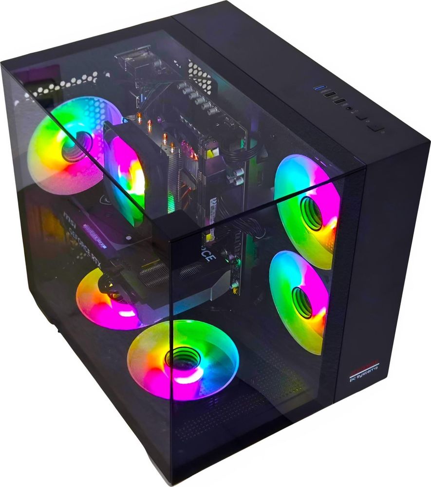 Gaming PC BLACK | NVIDIA RTX 3050 | 128GB RAM 2TB SSD | Intel 12 Core | RGB Lüfter mit Fernbedienung | Luftkühlung | WLAN 5 | Win 11 | TPM 2.0