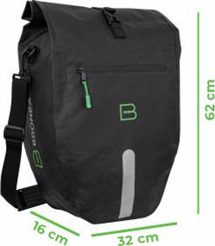 BRONEA® 2 in 1 Gepäckträgertasche für Fahrrad - XXL 28 Ltr - INNOVATIVES Click-System - Fahrradtasche für alle Gepäckträger - Wasserdicht | OLIVEGRÜN