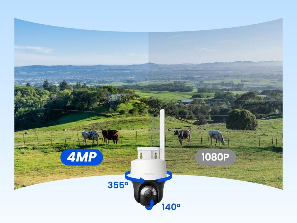 Reolink Go PT S Lite, 2K 4MP 4G LTE Akku Überwachungskamera , Schwenken & Neigen, Auto-Tracking, Farbnachtsicht, Kein-WiFi, AI Detection