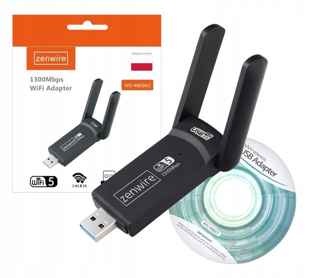 USB 3.0 WLAN Adapter - 1300 Mbit/s - Dual Band 2,4/5 GHz - 5 GHz - Externe Netzwerkkarte - 2 Antennen - 802.11ac